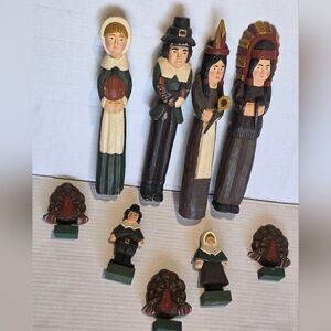 James Haddon Vintage Native American Indians Thanksgiving Pilgrams Folk Art